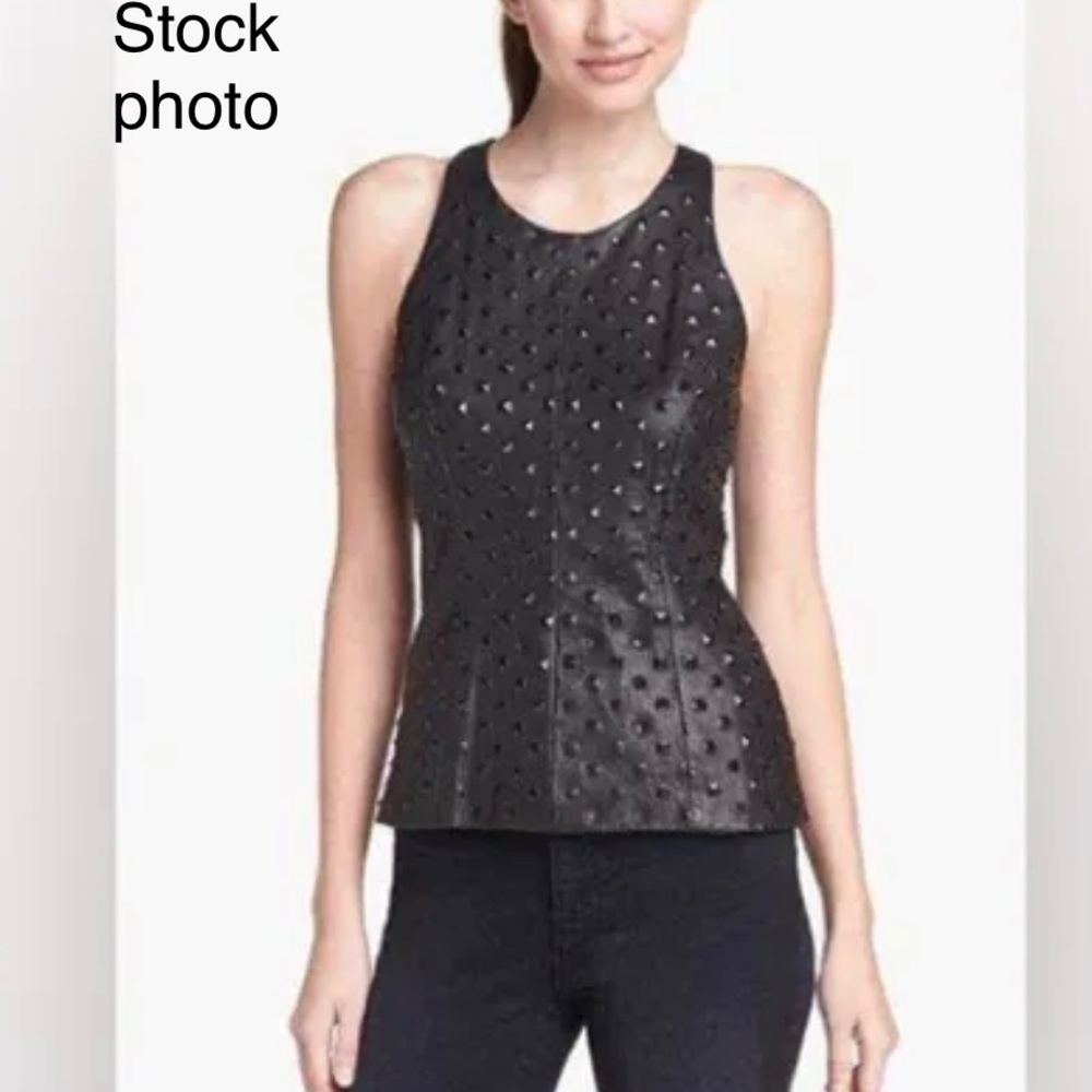 BNWT 100% LAMBSKIN MILLY LEATHER STUDDED TANK TOP
